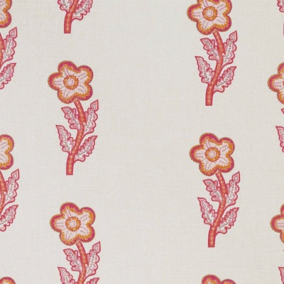 Kit Kemp Tashas Trip Linen Fabric in Hot Pink